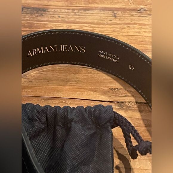 Armani Jeans Black Leather Belt. - Picture 5 of 6